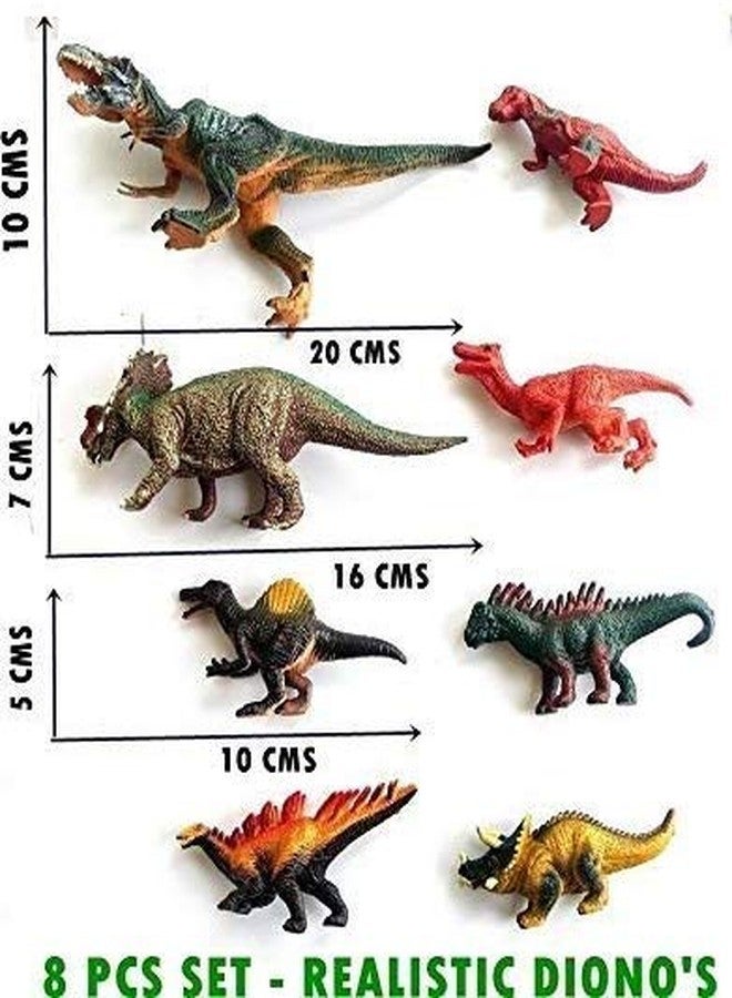 SHORO Cartoon Animal Dinosaur Figures Set for Kids,Dinosaur Animal Play Set,Dinosaur Toy Figure Set of 8ps - Image 2